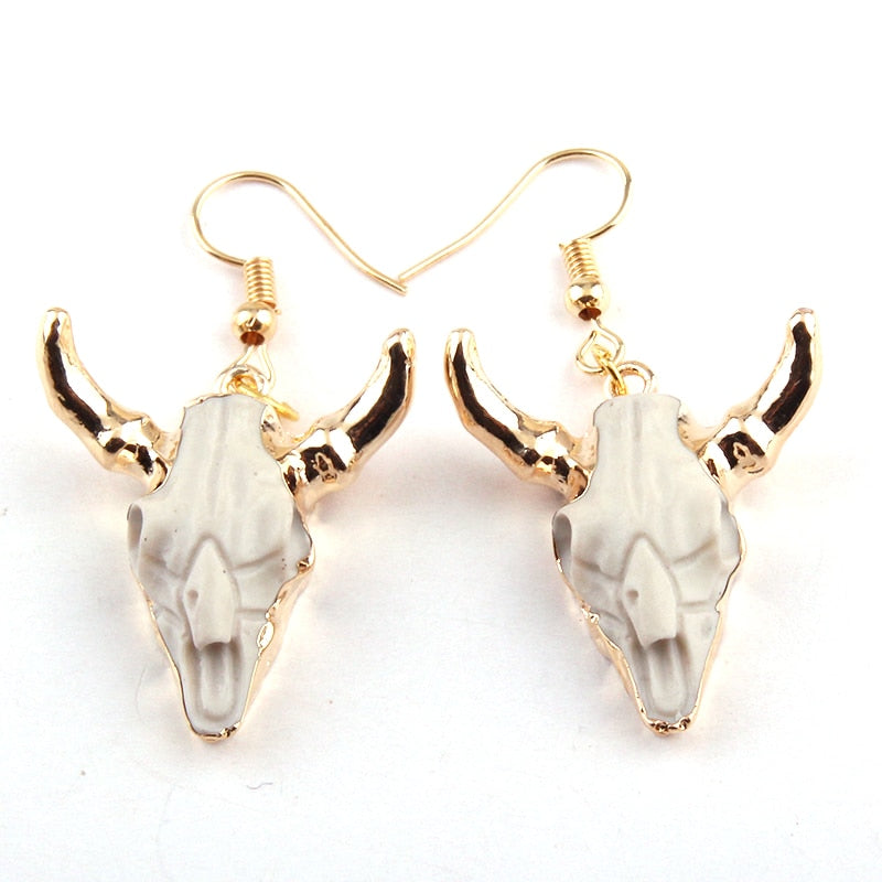 Boho Earrings, RH Dangle Earrings, White Horn