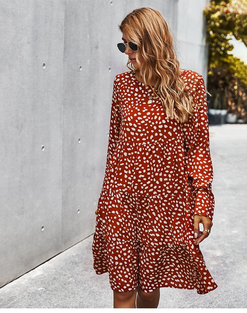 Boho Midi Dress, Ellie Red Brick