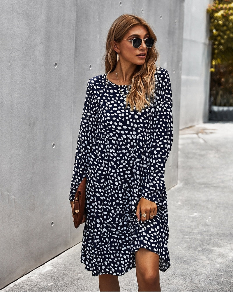 Boho Midi Dress, Ellie Navy Blue