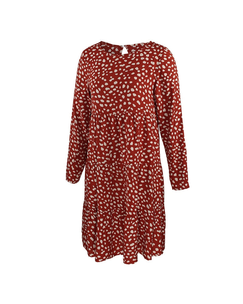 Boho Midi Dress, Ellie Red Brick