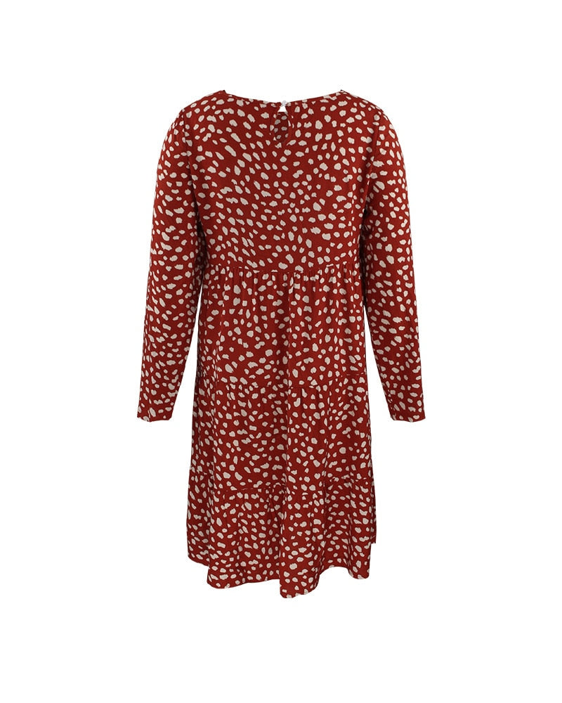Boho Midi Dress, Ellie Red Brick