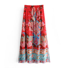 Boho Skirt, Hippie Skirts, Maxi Skirt, Heart Chakra in Esme Red