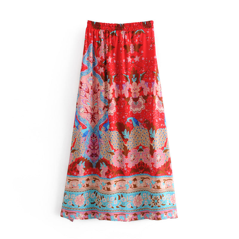 Boho Skirt, Hippie Skirts, Maxi Skirt, Heart Chakra in Esme Red