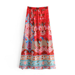 Boho Skirt, Hippie Skirts, Maxi Skirt, Heart Chakra in Esme Red