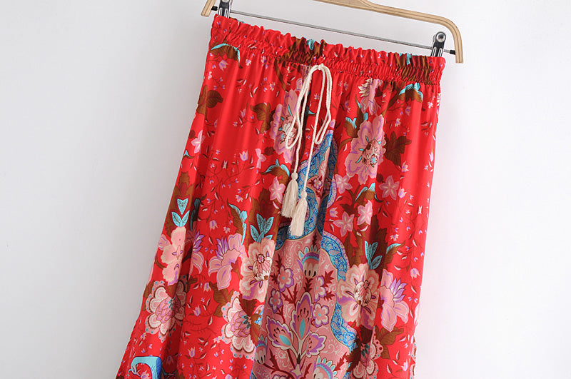 Boho Skirt, Hippie Skirts, Maxi Skirt, Heart Chakra in Esme Red