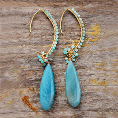 Boho Earrings, Dangle Earrings, Blue Amazonite, Live Different