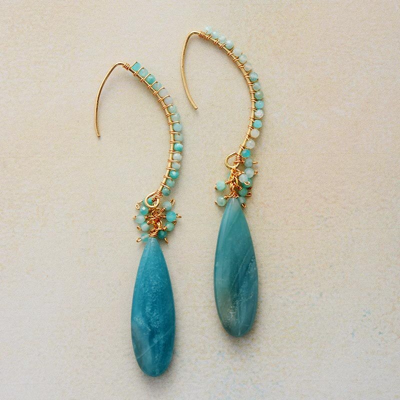 Boho Earrings, Dangle Earrings, Blue Amazonite, Live Different