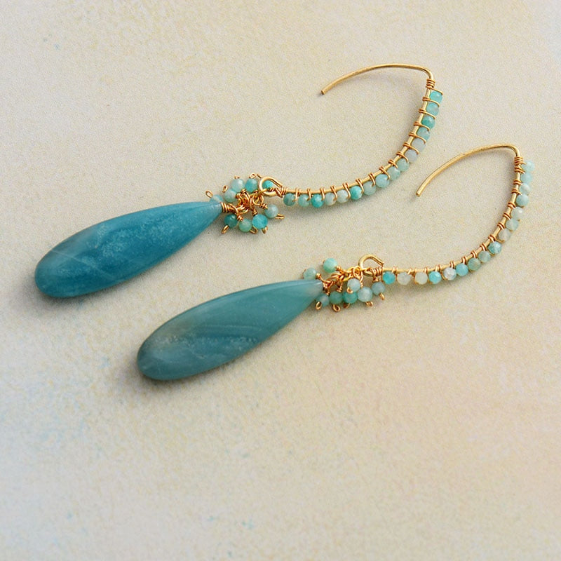 Boho Earrings, Dangle Earrings, Blue Amazonite, Live Different