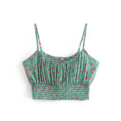 Boho Two Piece Set, Crop Top and Palazzo Pant, Janmin in Green
