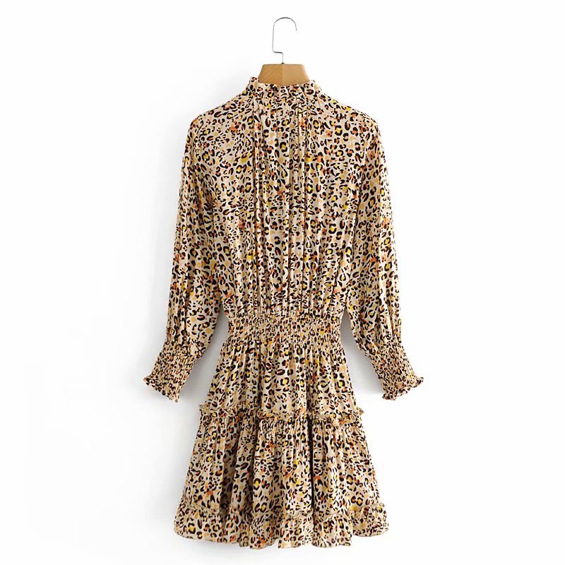 Boho Mini Dress Brown Love Leopard