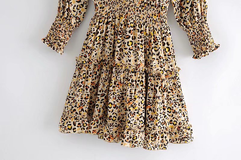 Boho Mini Dress Brown Love Leopard