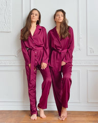 Boho Pajamas, Pajamas Sets for Women, PJ Satin Francine in Red