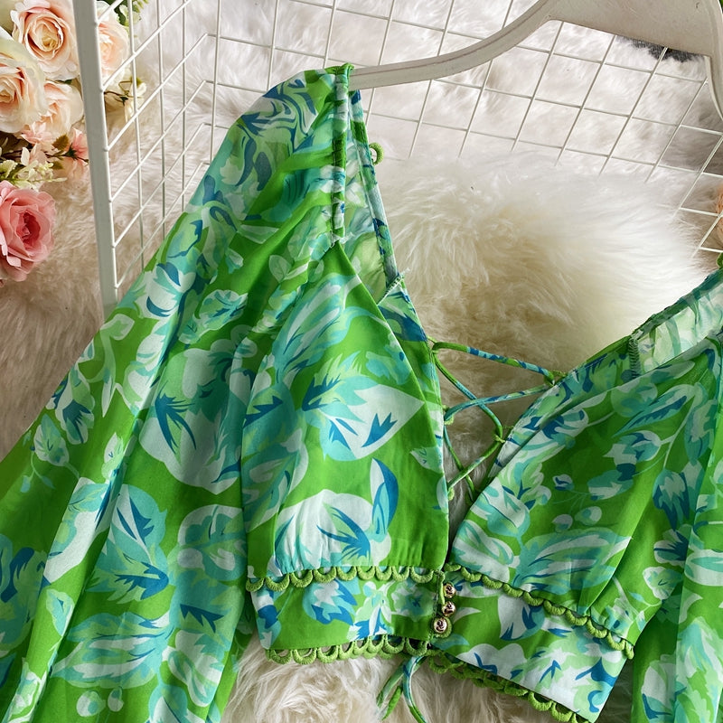Vintage Two Piece Set, Boho Matching Two Piece Skirt Set, Alibaba in Green, Pink, Yellow