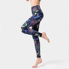 Yoga Legging, Yoga Pants, Boho Legging, Tight with Pocket Forrest in Blue Bird
