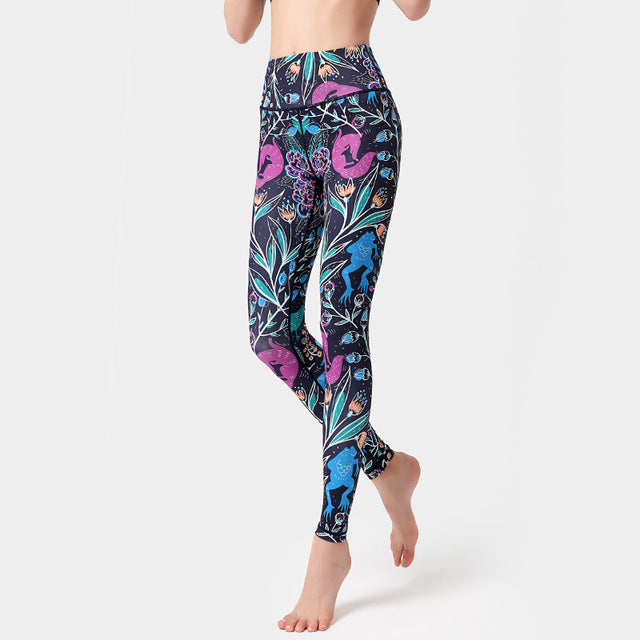 Yoga Legging, Yoga Pants, Boho Legging, Tight with Pocket Forrest in Rose Red Flower