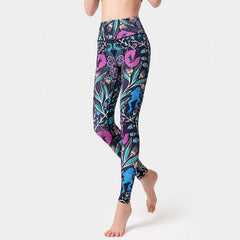 Yoga Legging, Yoga Pants, Boho Legging, Tight with Pocket Forrest in Rose Red Flower