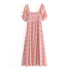 Boho Maxi Dress, Off  Shoulder Sundress, Red Peony