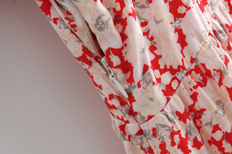 Boho Maxi Dress, Off  Shoulder Sundress, Red Peony