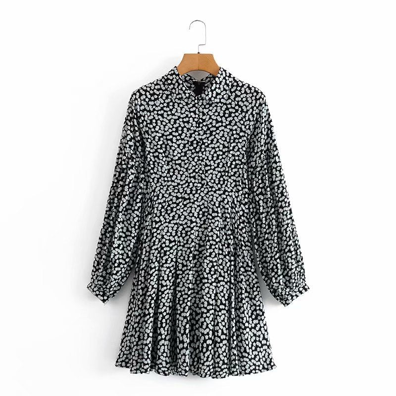 Boho Mini Dress Black Daisy