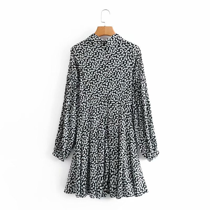 Boho Mini Dress Black Daisy
