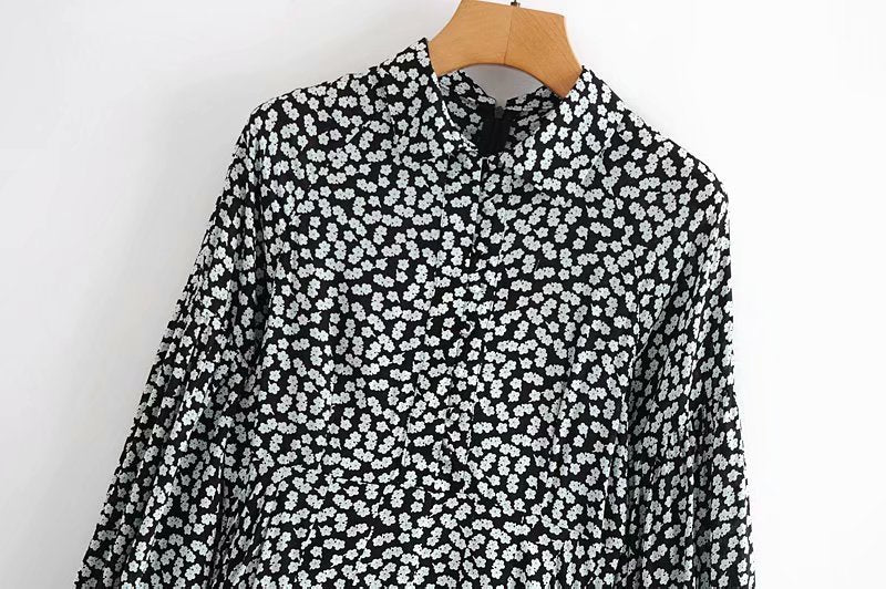 Boho Mini Dress Black Daisy
