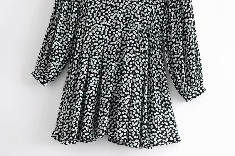 Boho Mini Dress Black Daisy