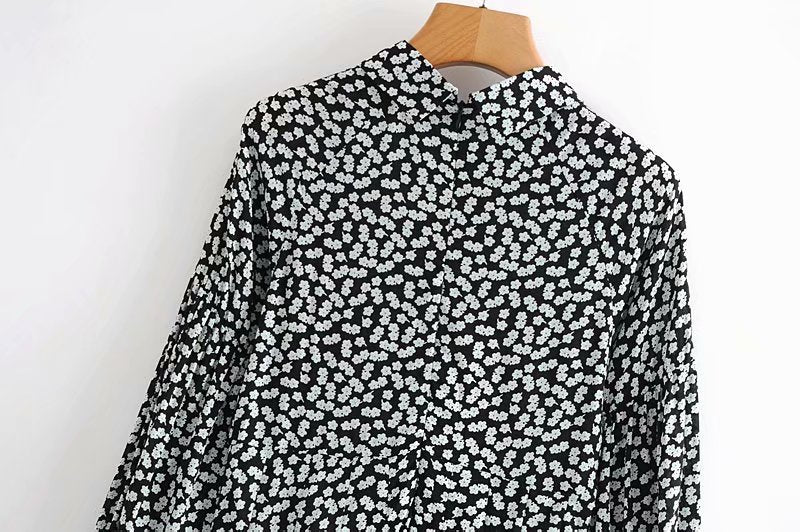 Boho Mini Dress Black Daisy
