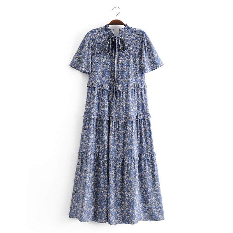 Boho Midi Dress, Blue Starflower
