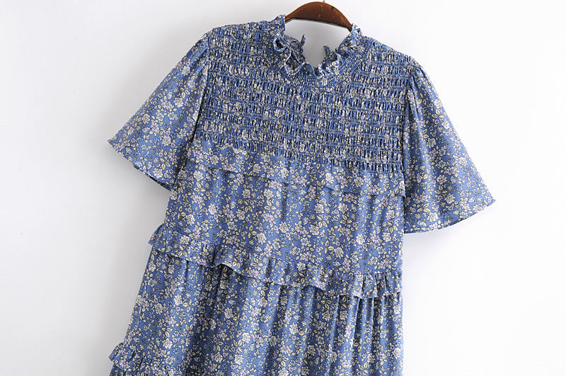 Boho Midi Dress, Blue Starflower