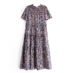 Boho Midi Dress,  Purple Starflower