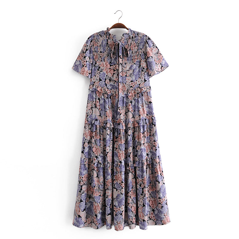 Boho Midi Dress,  Purple Starflower