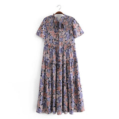 Boho Midi Dress,  Purple Starflower