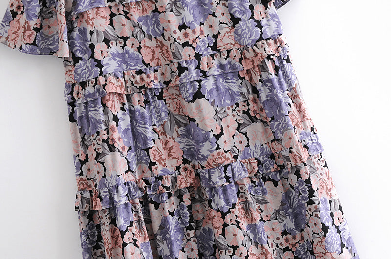 Boho Midi Dress,  Purple Starflower