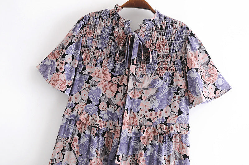 Boho Midi Dress,  Purple Starflower