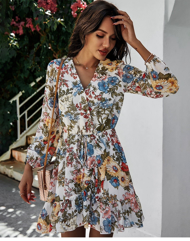 Boho Mini Dress Hannah in White