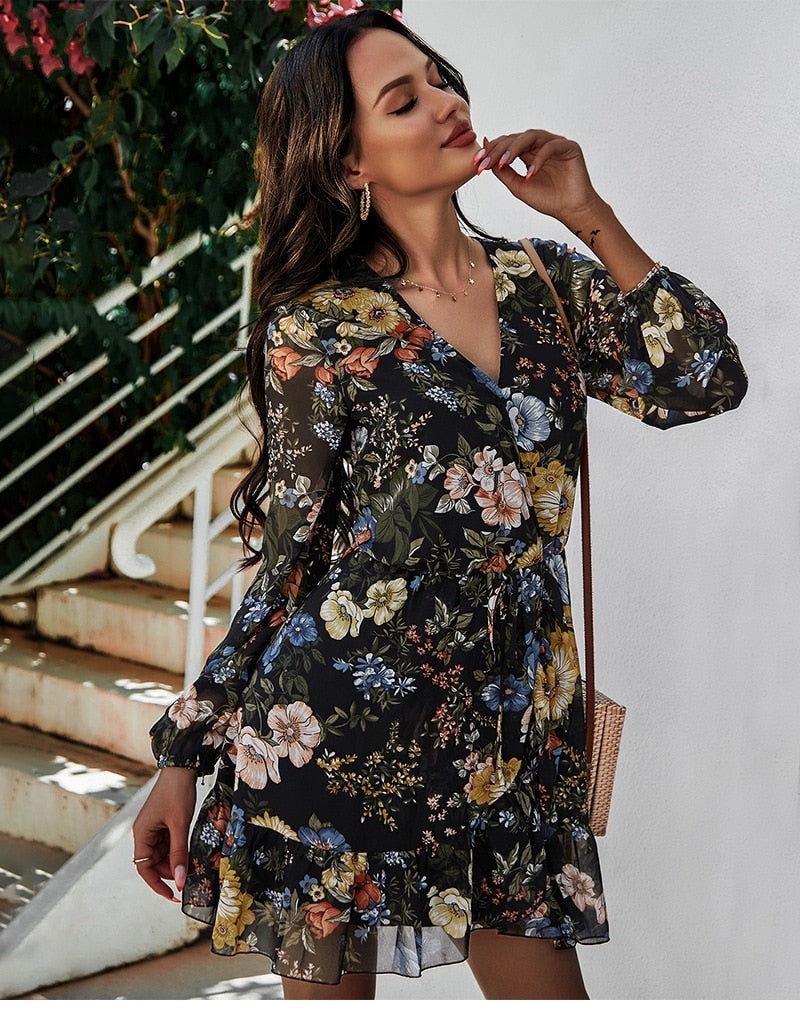Boho Mini Dress Hannah in Black
