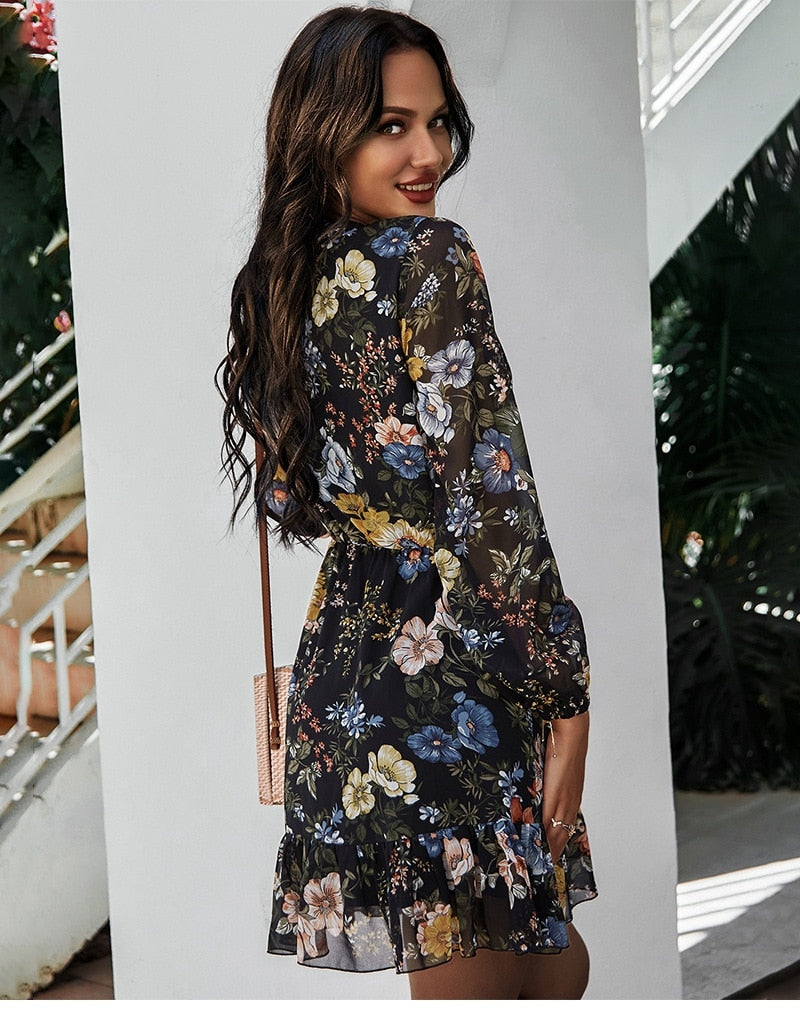 Boho Mini Dress Hannah in Black