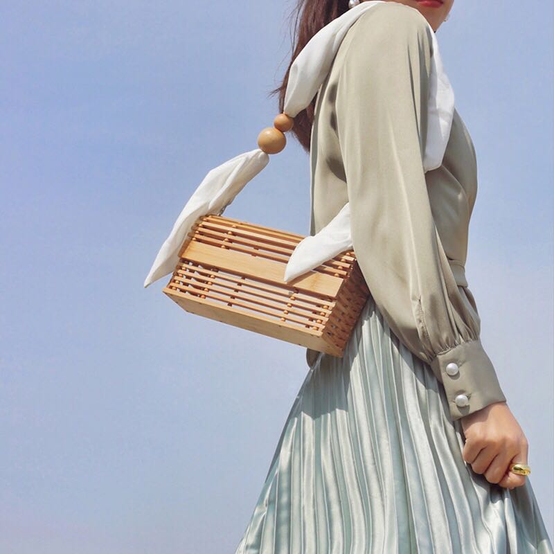 Boho Bag, Bamboo Bag, White Vacation