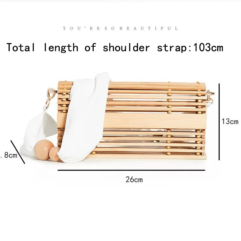 Boho Bag, Bamboo Bag, White Vacation