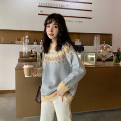 Boho Sweater, Knit Sweater, Love Milky Blue