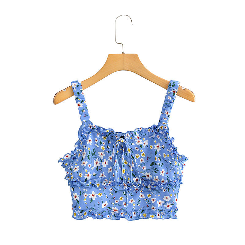 Boho Two Piece Set, Two Piece Skirt Set, Bubble Blue Sweet Daisy