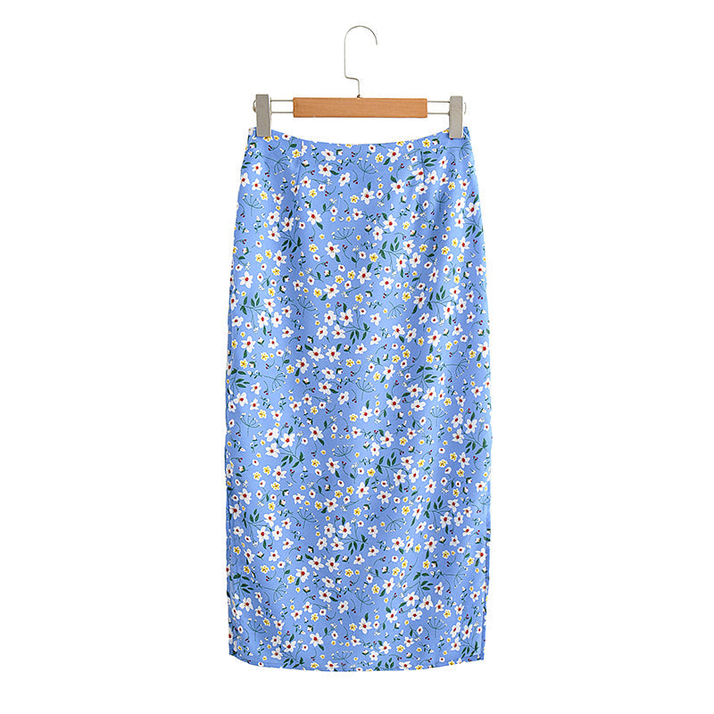Boho Two Piece Set, Two Piece Skirt Set, Bubble Blue Sweet Daisy