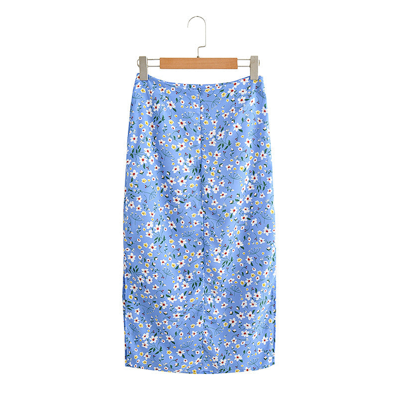 Boho Two Piece Set, Two Piece Skirt Set, Bubble Blue Sweet Daisy