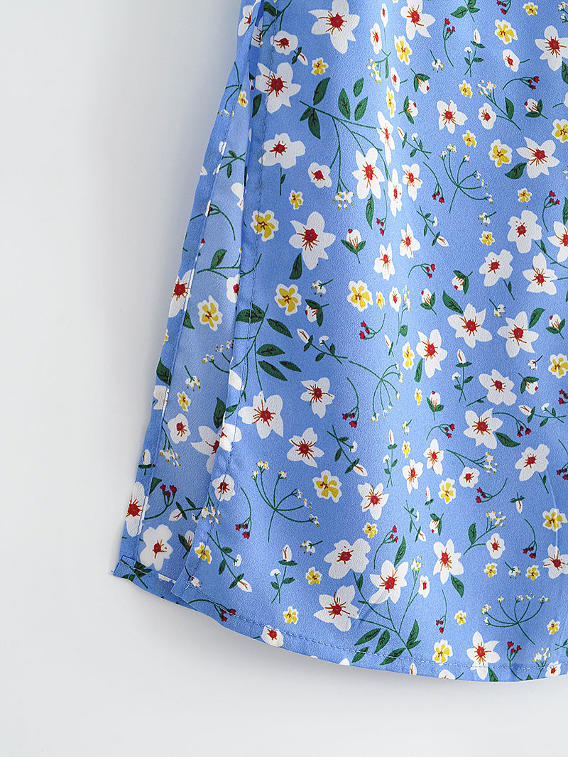 Boho Two Piece Set, Two Piece Skirt Set, Bubble Blue Sweet Daisy