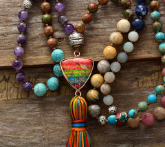 Boho Necklace, Mala Necklace, Seed Beads Rosary