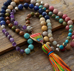 Boho Necklace, Mala Necklace, Seed Beads Rosary