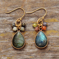 Boho Earrings, Dangle Earrings, Rhinestone