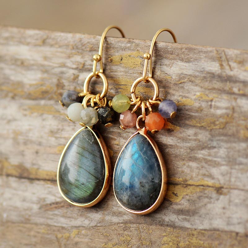 Boho Earrings, Dangle Earrings, Rhinestone