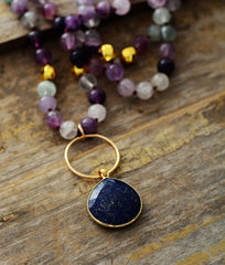 Boho Necklace, Fluorite Lapis