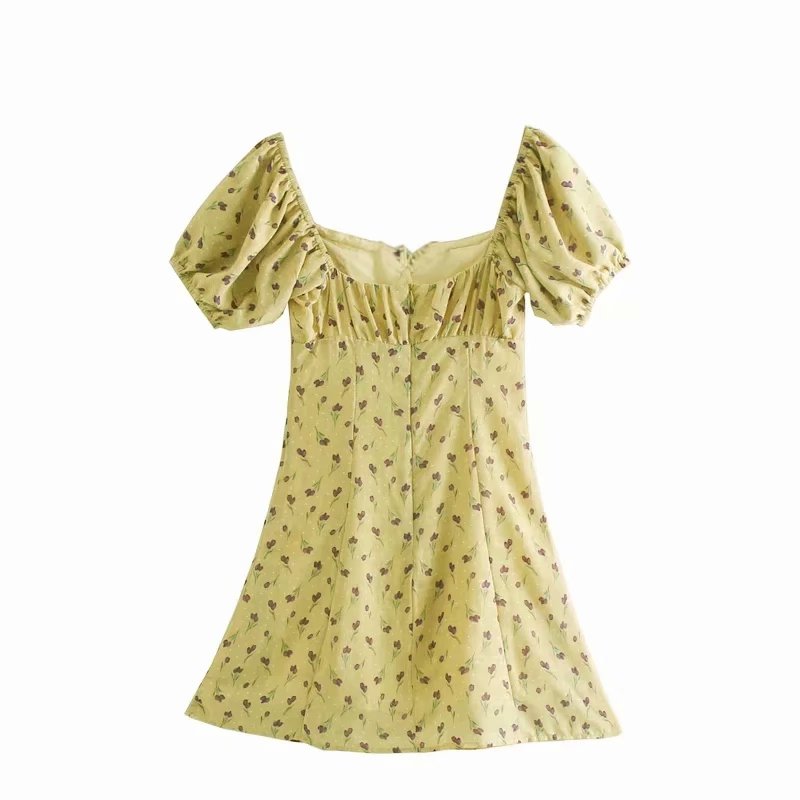 Boho Mini Dress Off  Shoulder Sundress, Pastel Yellow Flower Child